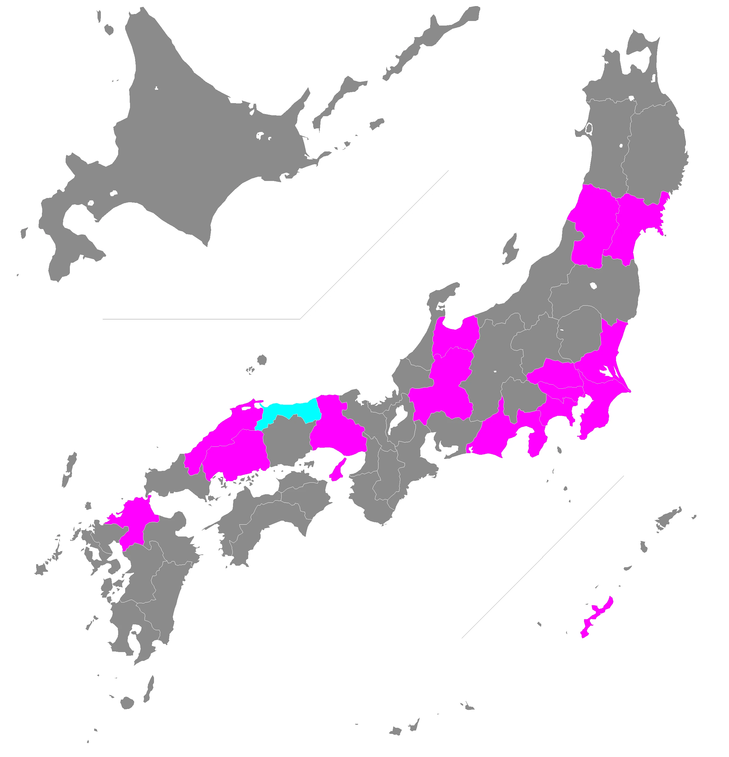東京広域電話網における電話局と電話機との分布